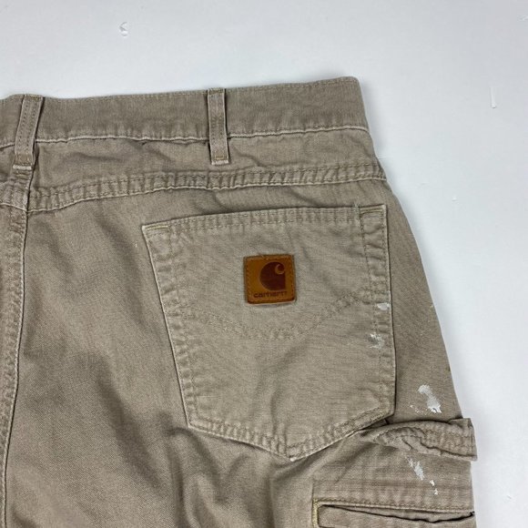 Paint Splattered Carhartt B159 GKH Loose Carpenter Work Pants Mens 38 x 32 Tan - Picture 7 of 13